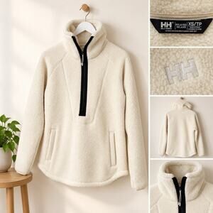 Helly Hansen Women’s XS Cream Sherpa Fleece Half Zip Pullover Relaxed Fit